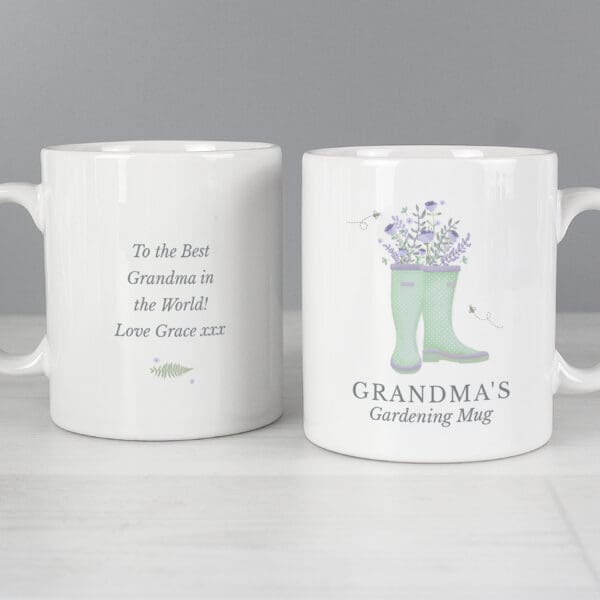 Personalised Floral Wellies Mug 11 Personalised Floral Wellies Mug
