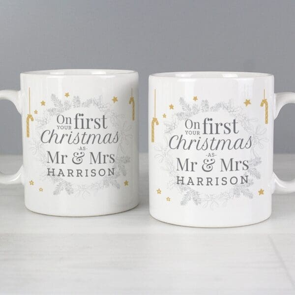 Personalised 'On Your First Christmas As' Mug Set