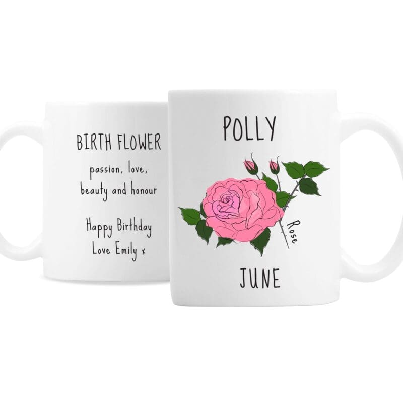 Personalised June Birth Flower - Rose Mug