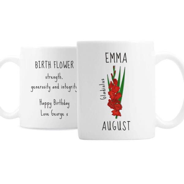 Personalised August Birth Flower - Gladioli Mug