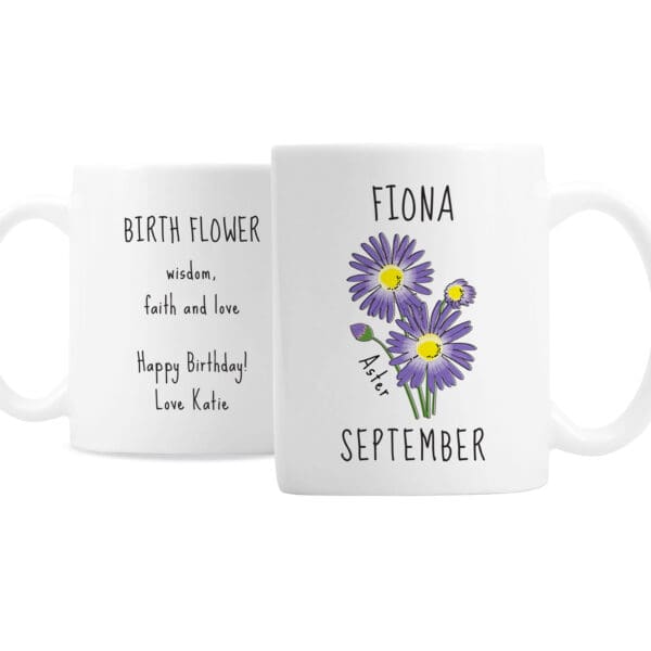Personalised September Birth Flower - Aster Mug