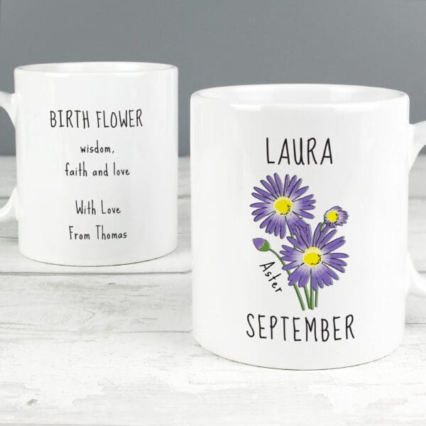 Personalised September Birth Flower - Aster Mug