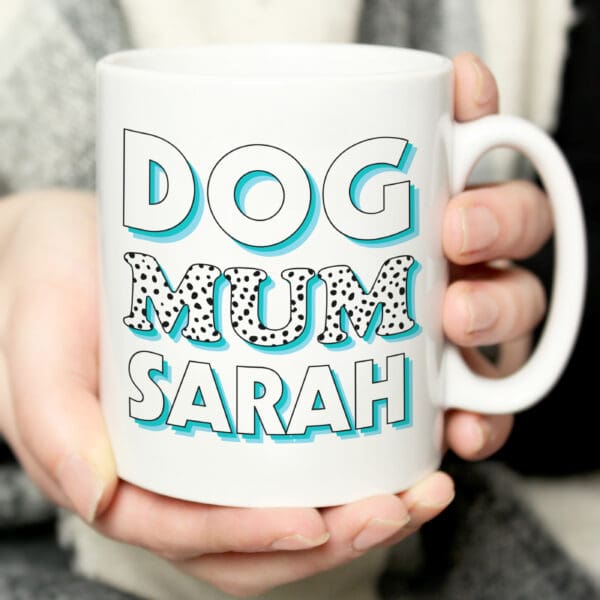 Personalised Dog Mum Blue Spots Mug 13 Personalised Dog Mum Blue Spots Mug