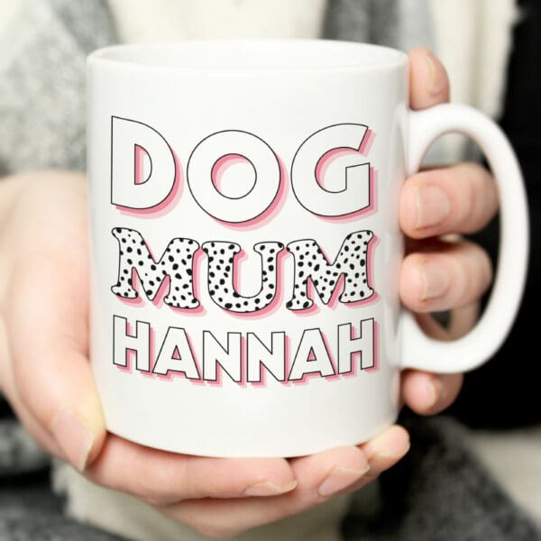 Personalised Dog Mum Pink Spots Mug 14 Personalised Dog Mum Pink Spots Mug