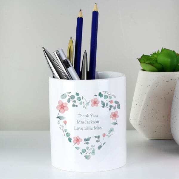 Personalised Floral Heart Ceramic Storage Pot
