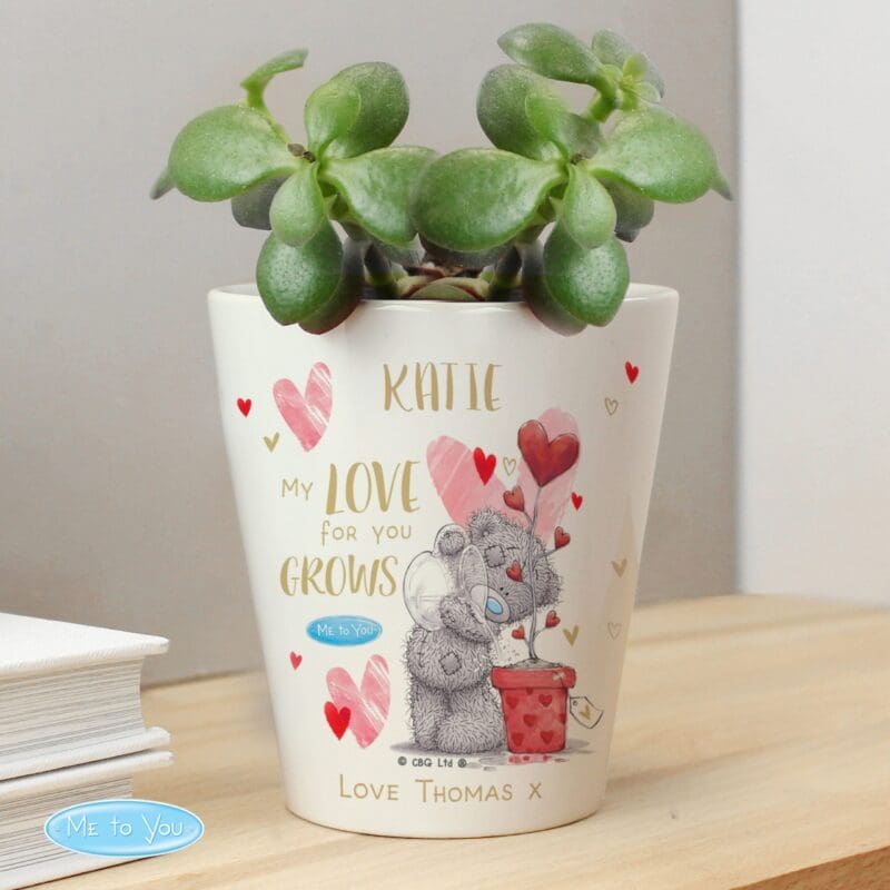 Personalised Me To You Love Grows Plant Pot