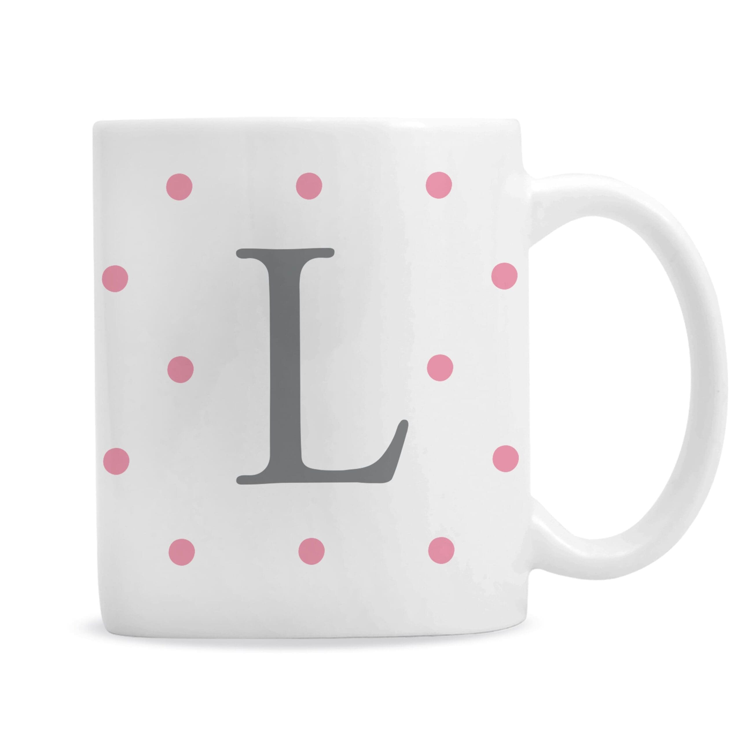 Personalised Monogram Pink Spot Mug