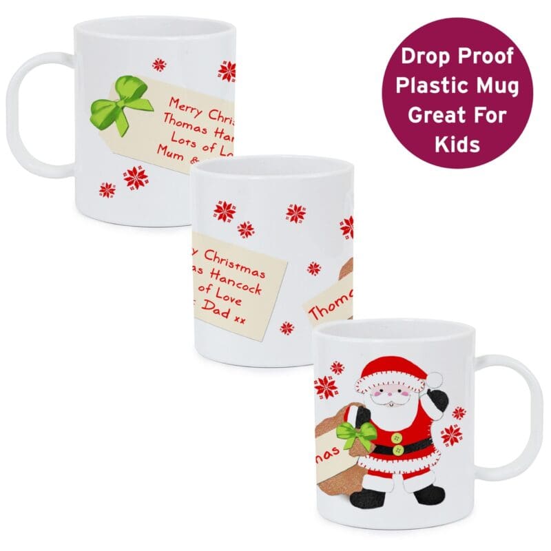 Personalised Felt Stitch Santa Plastic Mug