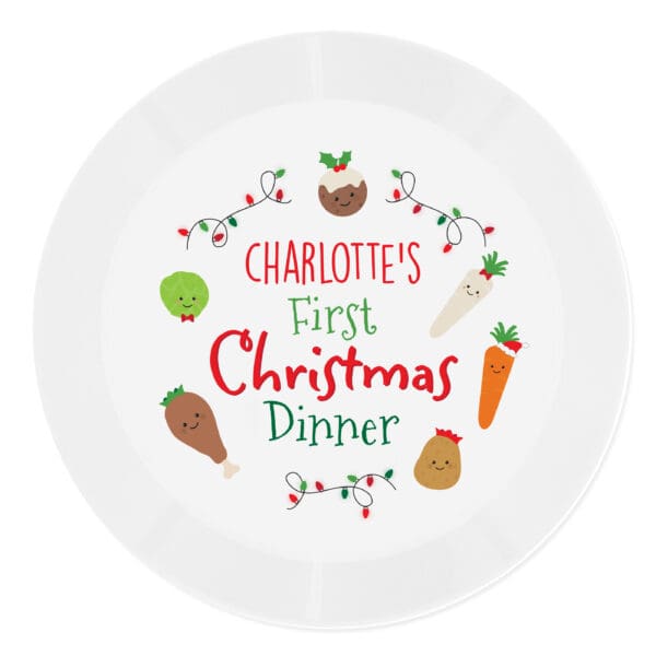 Personalised 'First Christmas Dinner' Plastic Plate