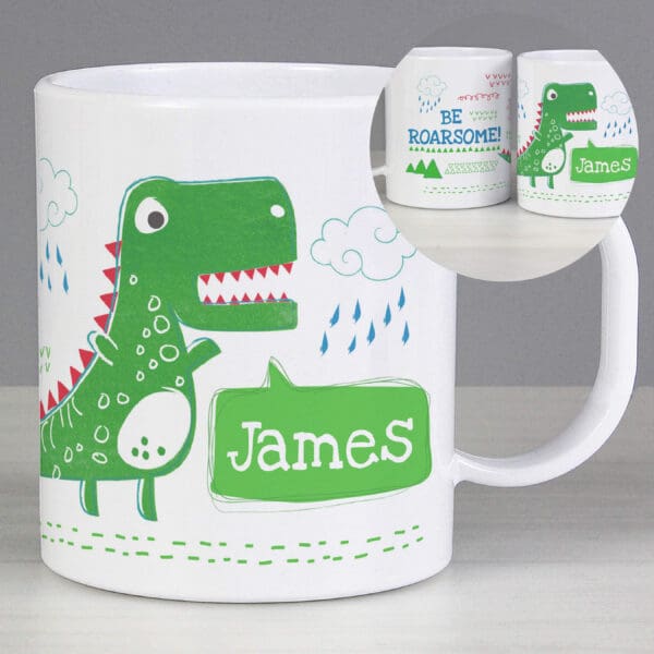 Personalised Be Roarsome Dinosaur Plastic Mug