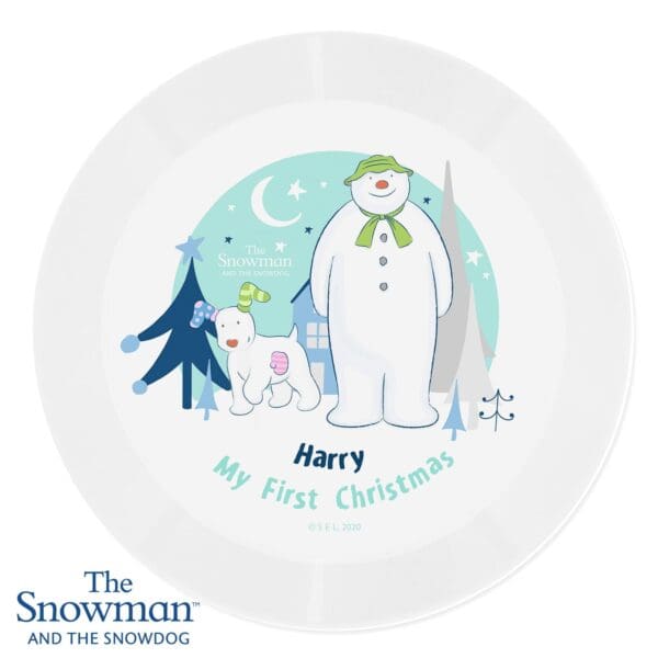 Personalised The Snowman and the Snowdog Plastic Plate