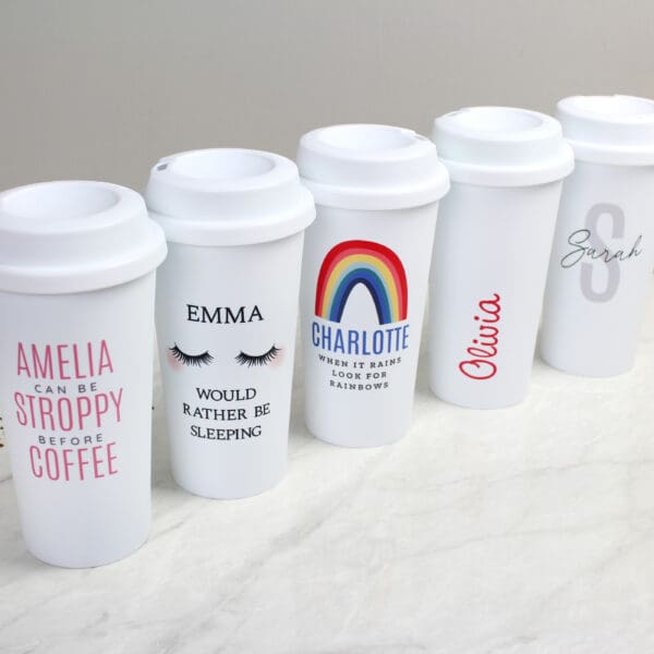 Personalised Eyelashes Insulated Reusable Eco Travel Cup
