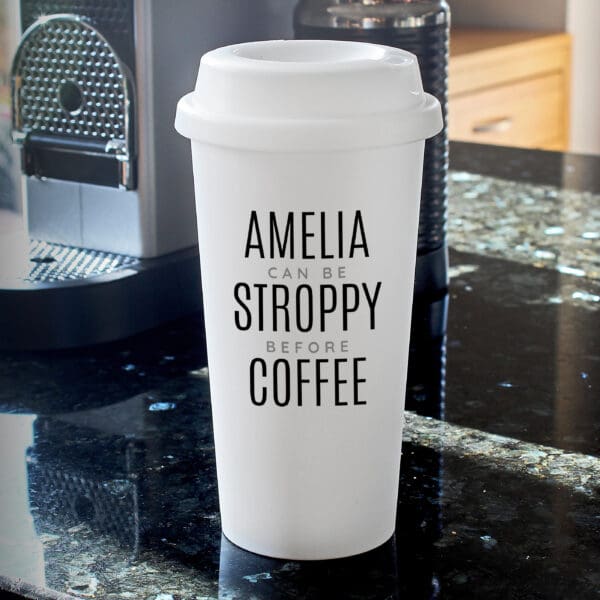 Personalised Black Text Slogan Insulated Reusable Eco Travel Cup 31 Personalised Black Text Slogan Insulated Reusable Eco Travel Cup