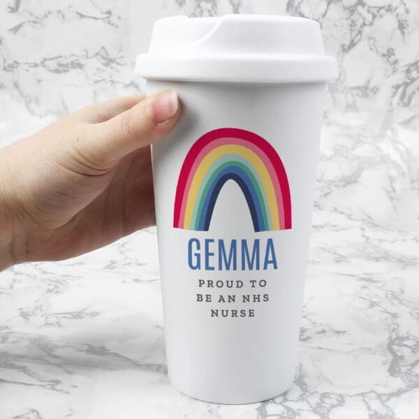 Personalised Rainbow Insulated Reusable Eco Travel Cup