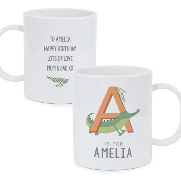 Personalised Animal Alphabet Plastic Mug