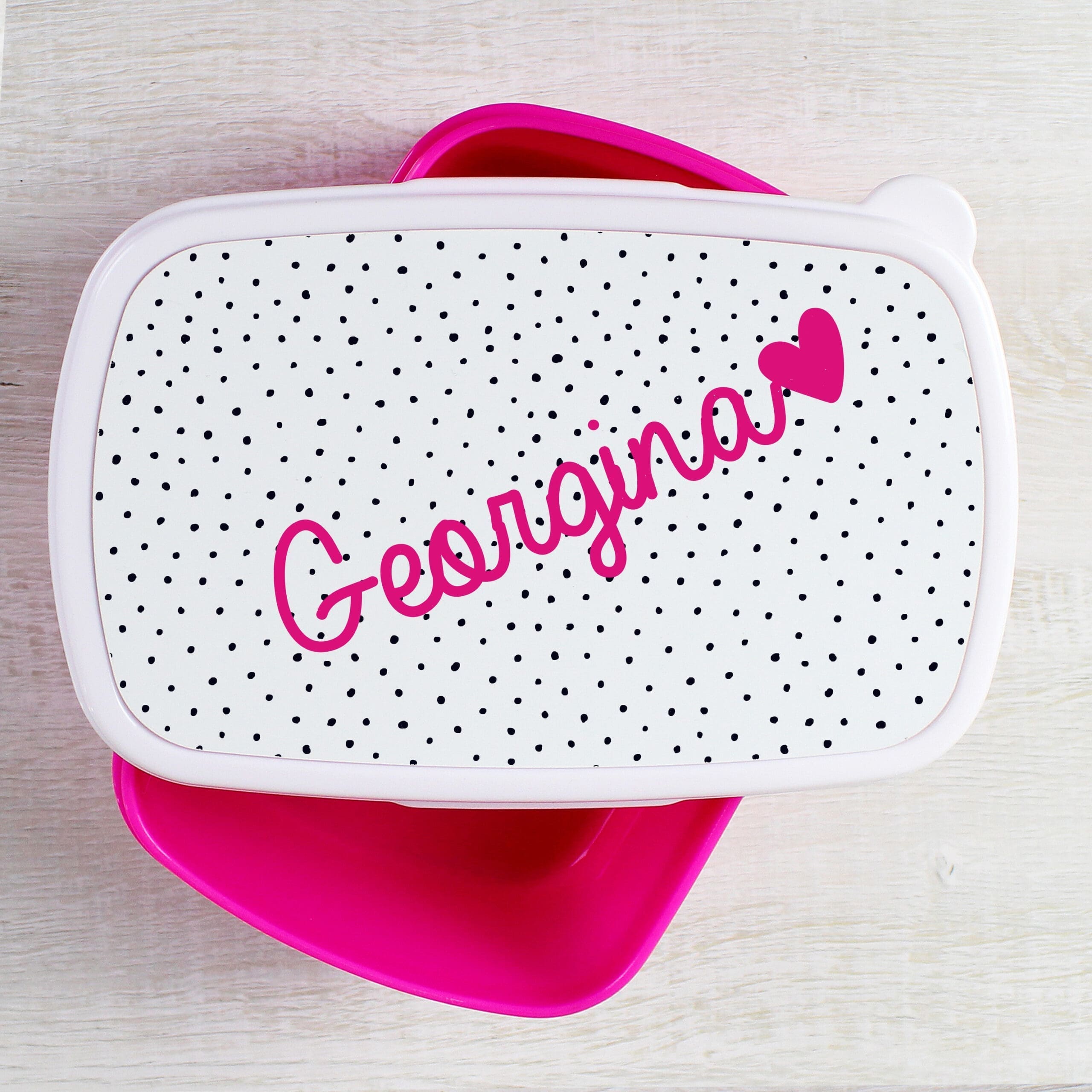 Personalised Pink Heart Name Only Pink Lunch Box 3 Personalised Pink Heart Name Only Pink Lunch Box