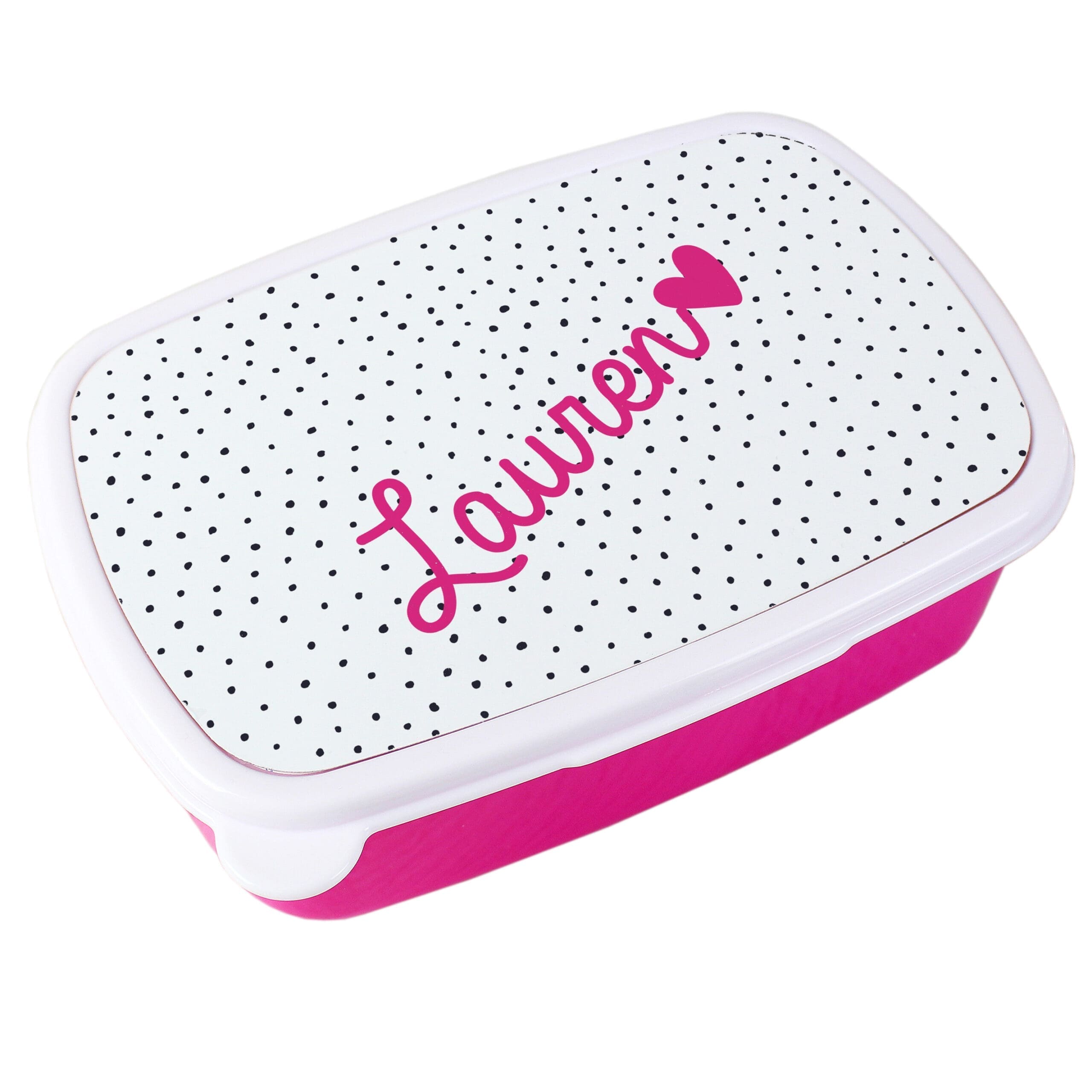 Personalised Pink Heart Name Only Pink Lunch Box 5 Personalised Pink Heart Name Only Pink Lunch Box
