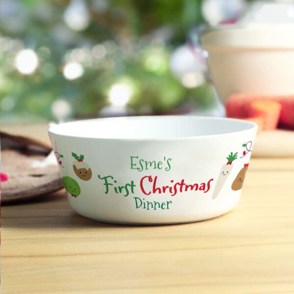 Personalised 1st Christmas Dinner Plastic Bowl 1 Personalised 1st Christmas Dinner Plastic Bowl