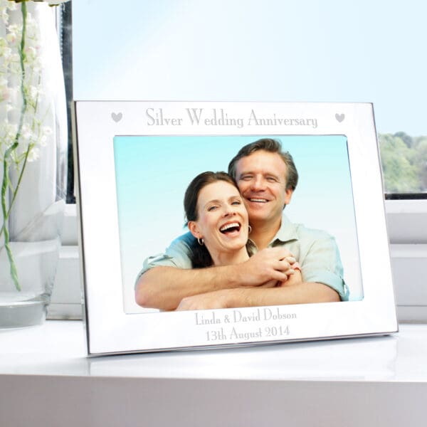 Personalised Silver Anniversary 5x7 Landscape Photo Frame