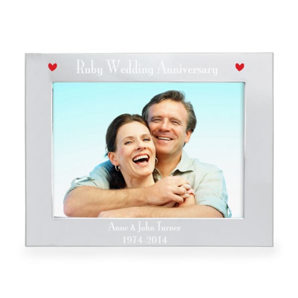 Personalised Silver 5x7 Ruby Anniversary Landscape Photo Frame