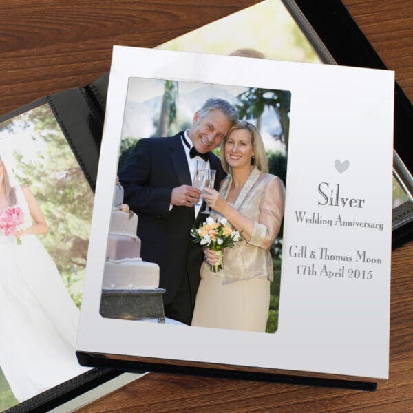 Personalised Decorative Silver Anniversary 6x4 Photo Frame Album