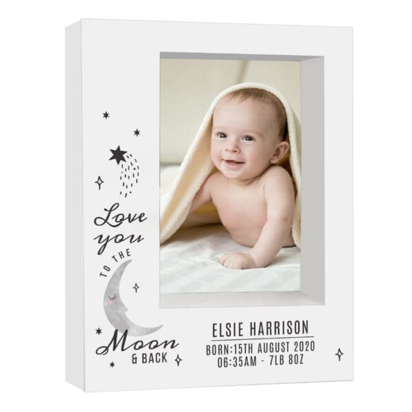 Personalised Baby To The Moon and Back 5x7 Box Photo Frame