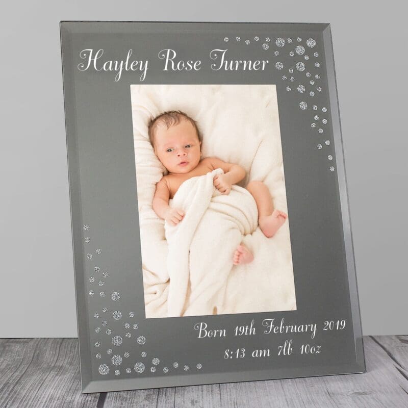 Personalised Any Message 6x4 Diamante Glass Photo Frame
