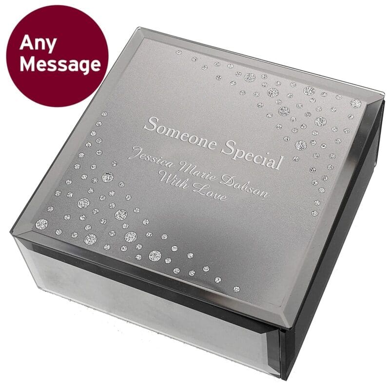 Personalised Diamante Name & Message Glass Trinket Box