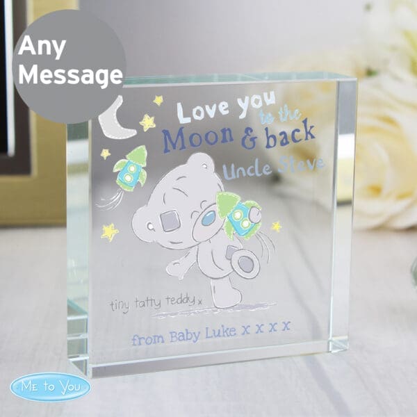 Personalised Tiny Tatty Teddy To the Moon & Back Crystal Token