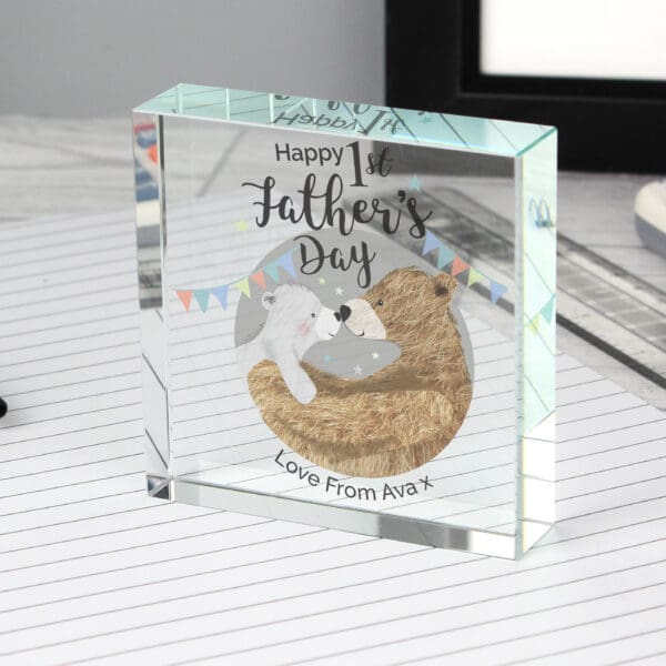 Personalised 1st Father's Day Daddy Bear Crystal Token