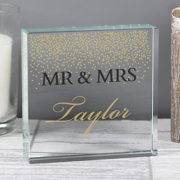 Personalised Gold Confetti Crystal Token 8 Personalised Gold Confetti Crystal Token