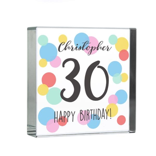 Personalised Birthday Colour Confetti Crystal Token