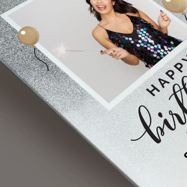 Personalised Birthday 4x4 Glitter Glass Photo Frame