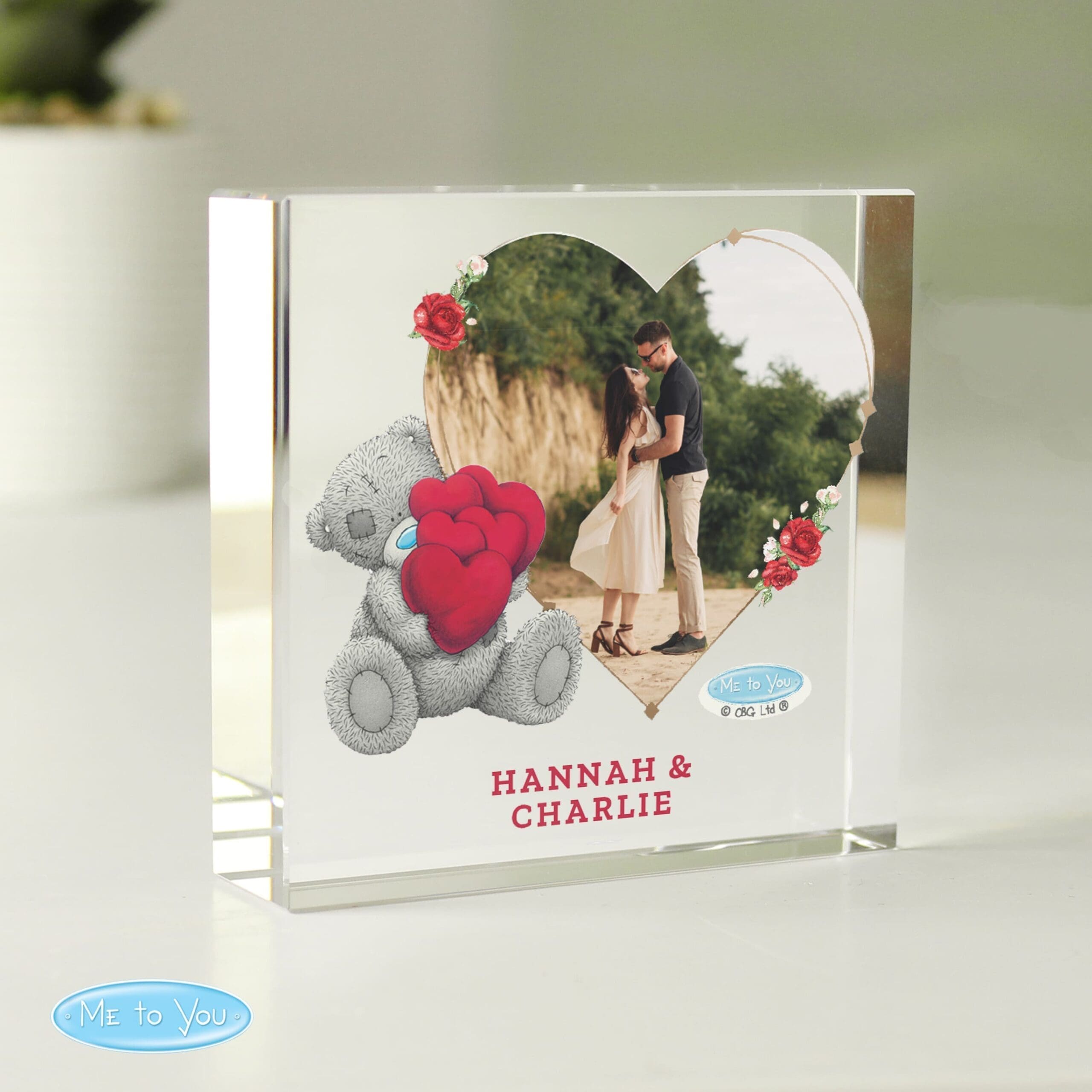 Personalised Me To You Heart Photo Upload Glass Token 4 Personalised Me To You Heart Photo Upload Glass Token