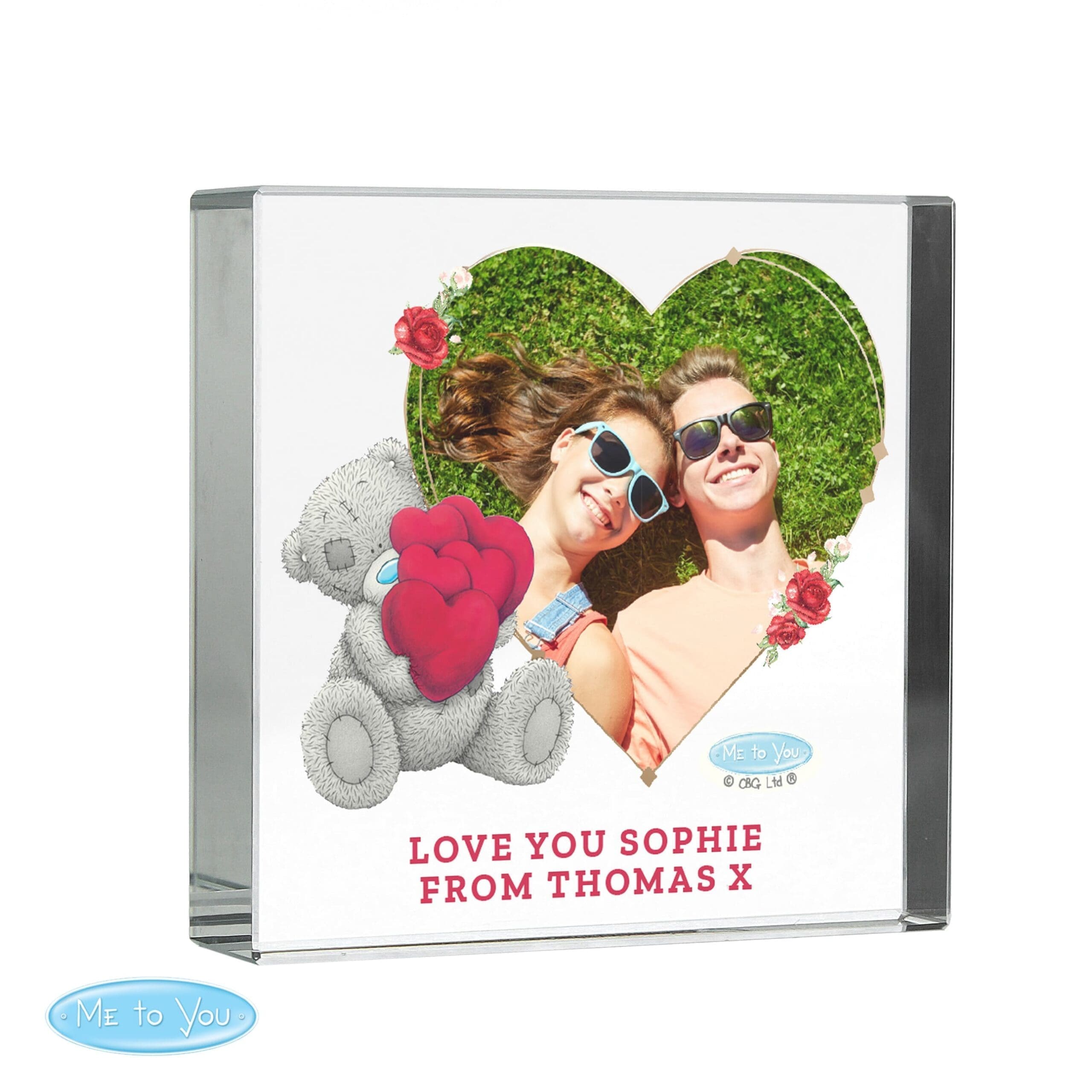 Personalised Me To You Heart Photo Upload Glass Token 5 Personalised Me To You Heart Photo Upload Glass Token