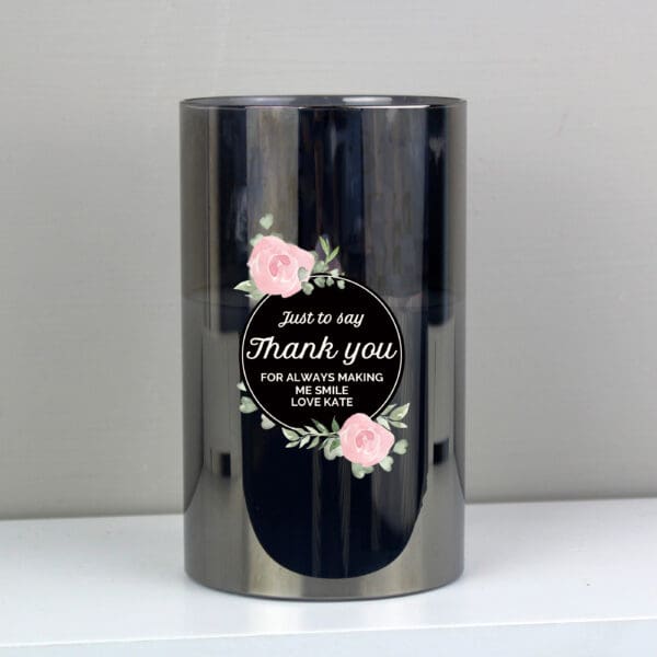 Personalised Floral Smoked Glass LED Candle