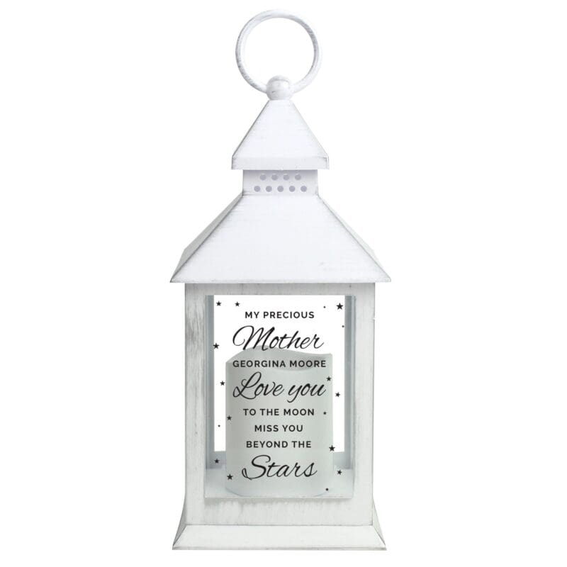 Personalised 'Miss You Beyond The Stars' White Lantern