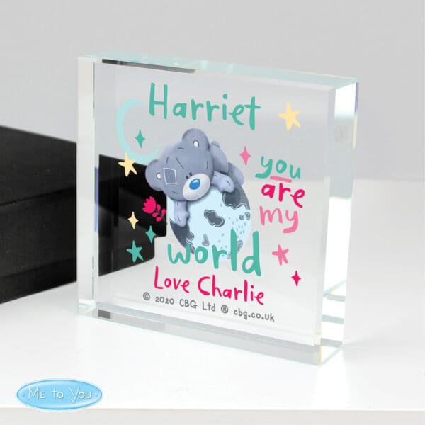 Personalised You Are My World Me To You Crystal Token