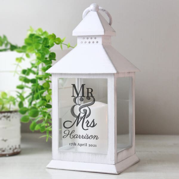 Personalised Mr & Mrs White Lantern 28 Personalised Mr & Mrs White Lantern
