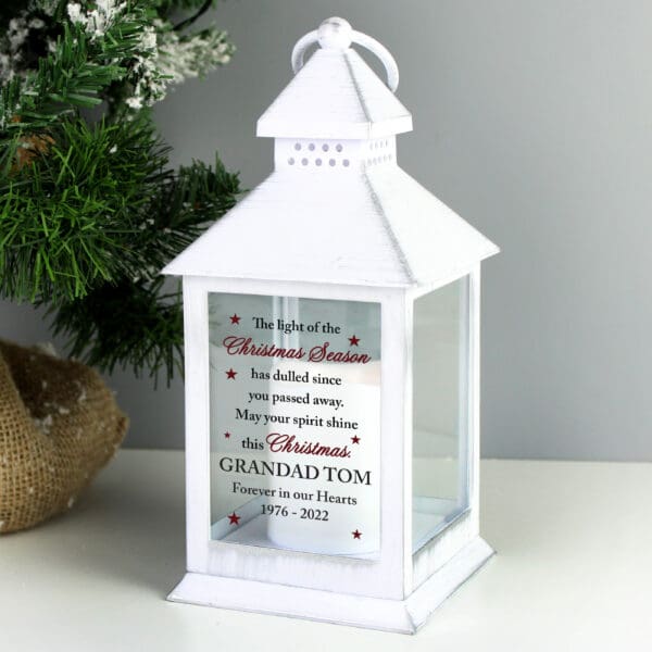 Personalised Christmas Season Memorial White Lantern 13 Personalised Christmas Season Memorial White Lantern