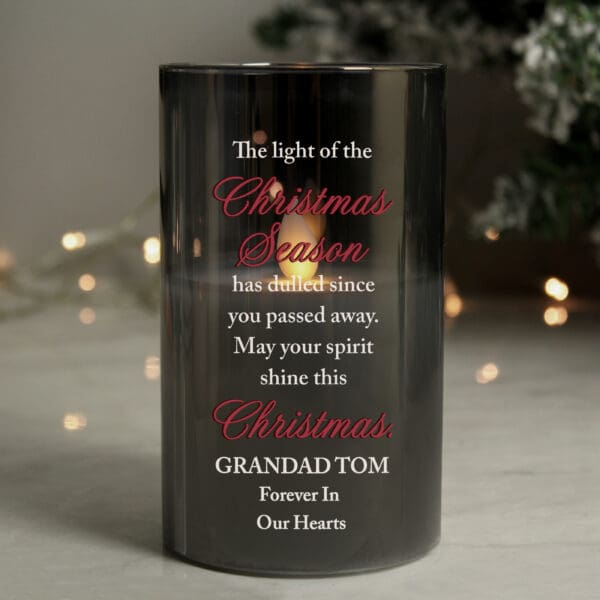 Personalised Christmas Season Memorial Smoked LED Candle 14 Personalised Christmas Season Memorial Smoked LED Candle