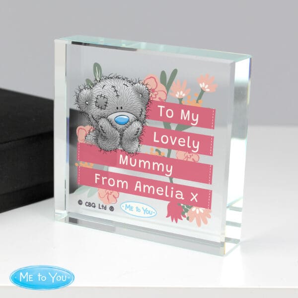 Personalised Me To You Floral Crystal Token