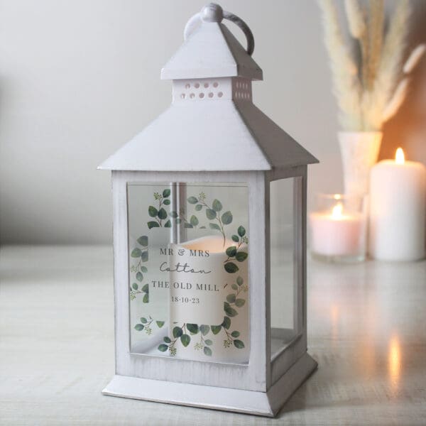 Personalised Botanical White Lantern