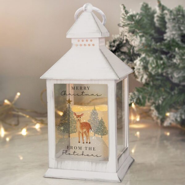 Personalised Christmas Deer White LED Lantern 2 Personalised Christmas Deer White LED Lantern