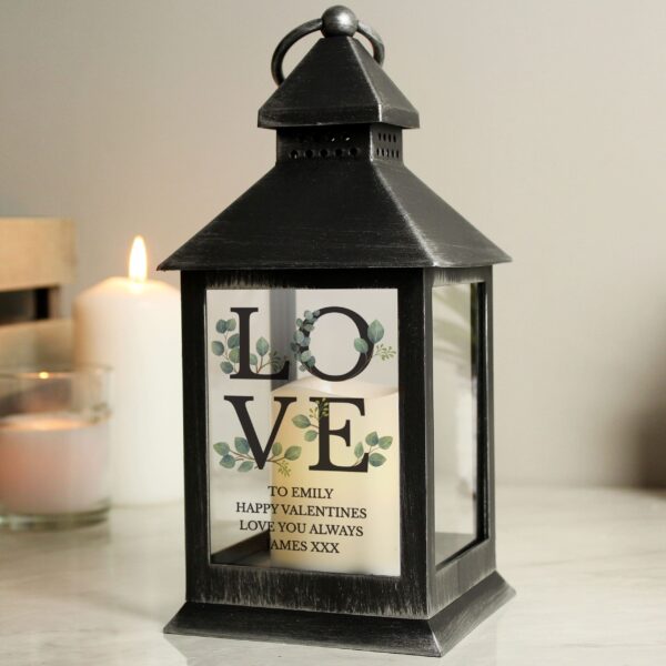 Personalised LOVE LED Black Lantern 18 Personalised LOVE LED Black Lantern