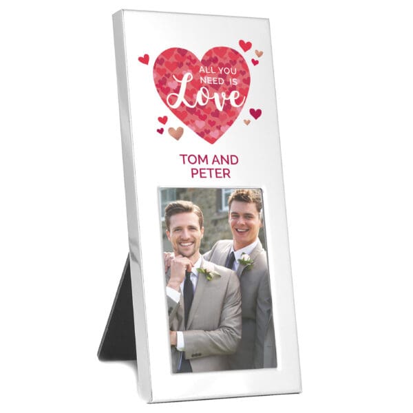 Personalised 'All You Need is Love' Confetti Hearts 2x3 Photo Frame