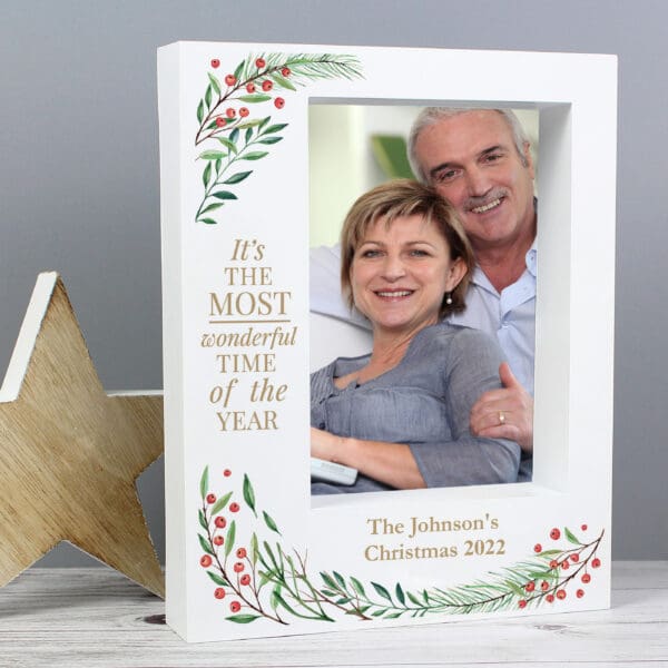 Personalised 'Wonderful Time of The Year Christmas' 5x7 Box Photo Frame