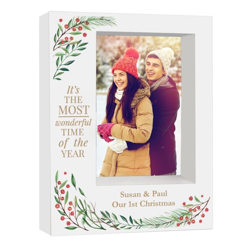 Personalised 'Wonderful Time of The Year Christmas' 5x7 Box Photo Frame