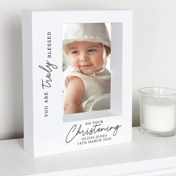 Personalised 'Truly Blessed' Christening 5x7 Box Photo Frame