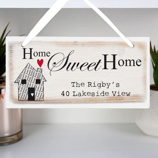 Personalised Home Sweet Home Wooden Sign